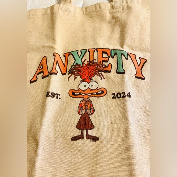 Disney Parks/Store Inside Out 2 pixar Canvas Tote Bag NEW Graphic Print Anxiety - Picture 5 of 5